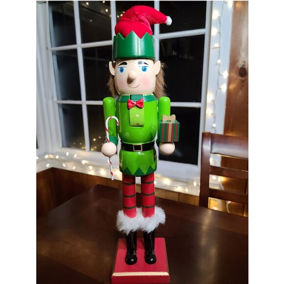 Christmas Nutcracker Soldier Elf Decor Wooden Statue Holiday Table Decoration - Picture 1 of 11